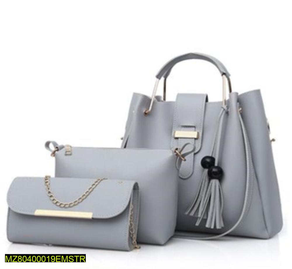 3 piece women hand bags pu leather
