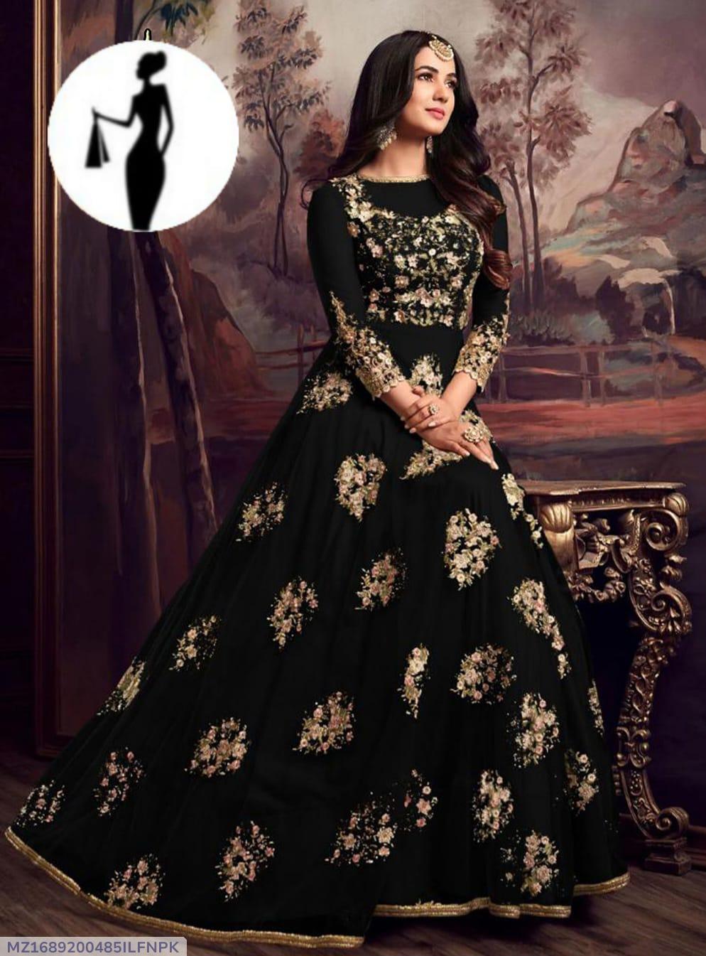 2 Pcs Women's Stitched Organza Embroidered Maxi And Trouser