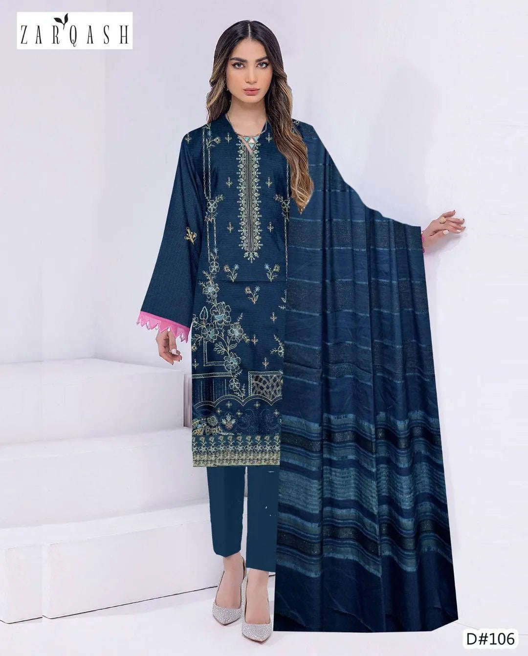 3 Pcs Women's Unstitched Embroidered Suit