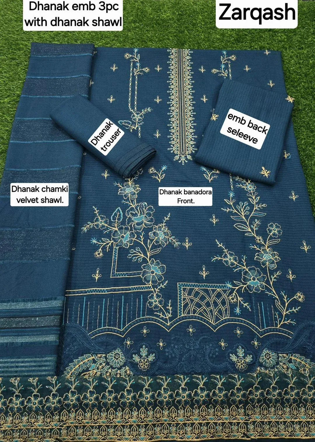 3 Pcs Women's Unstitched Embroidered Suit