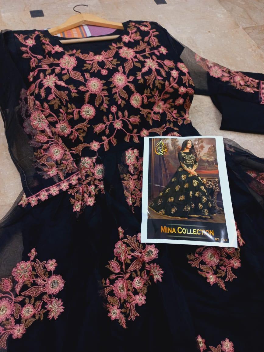 2 Pcs Women's Stitched Organza Embroidered Maxi And Trouser