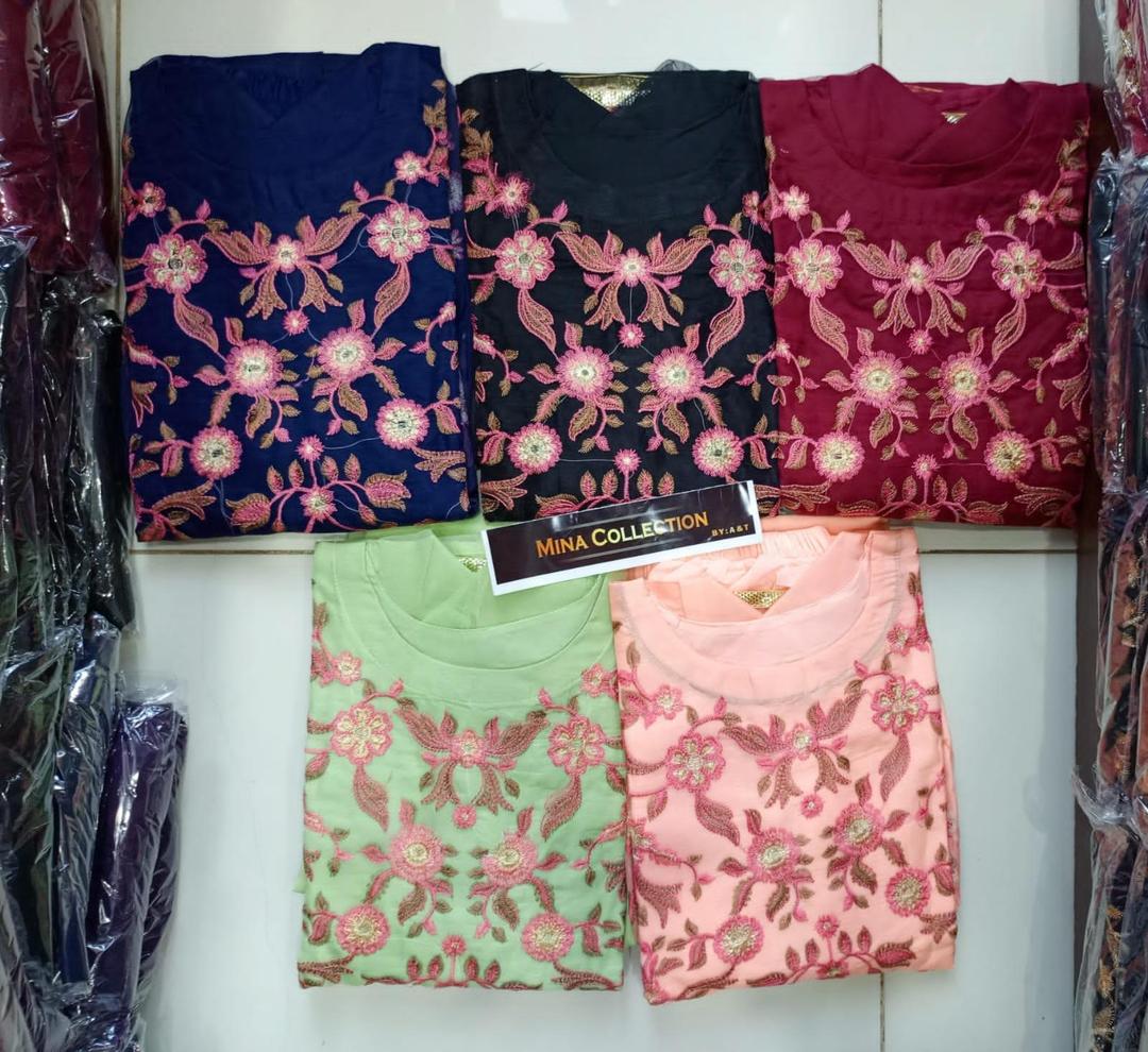 2 Pcs Women's Stitched Organza Embroidered Maxi And Trouser